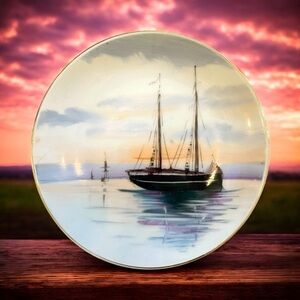 Small Vintage Sailing Vessel Art Plate Made In Japan